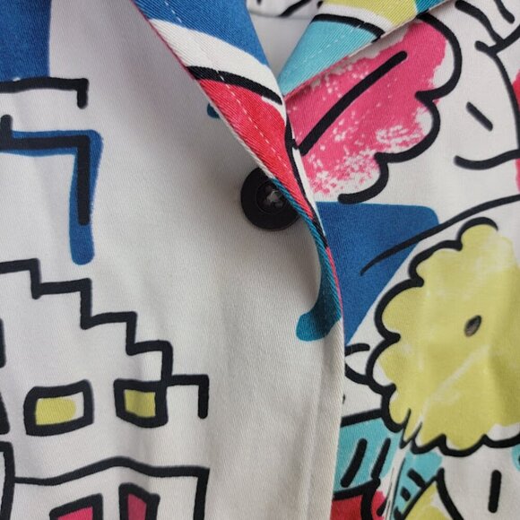 Additions by Chicos Boat Harbor Print Jacket Sz 3 XL Artsy Cotton Blend Long Slv - Picture 3 of 12